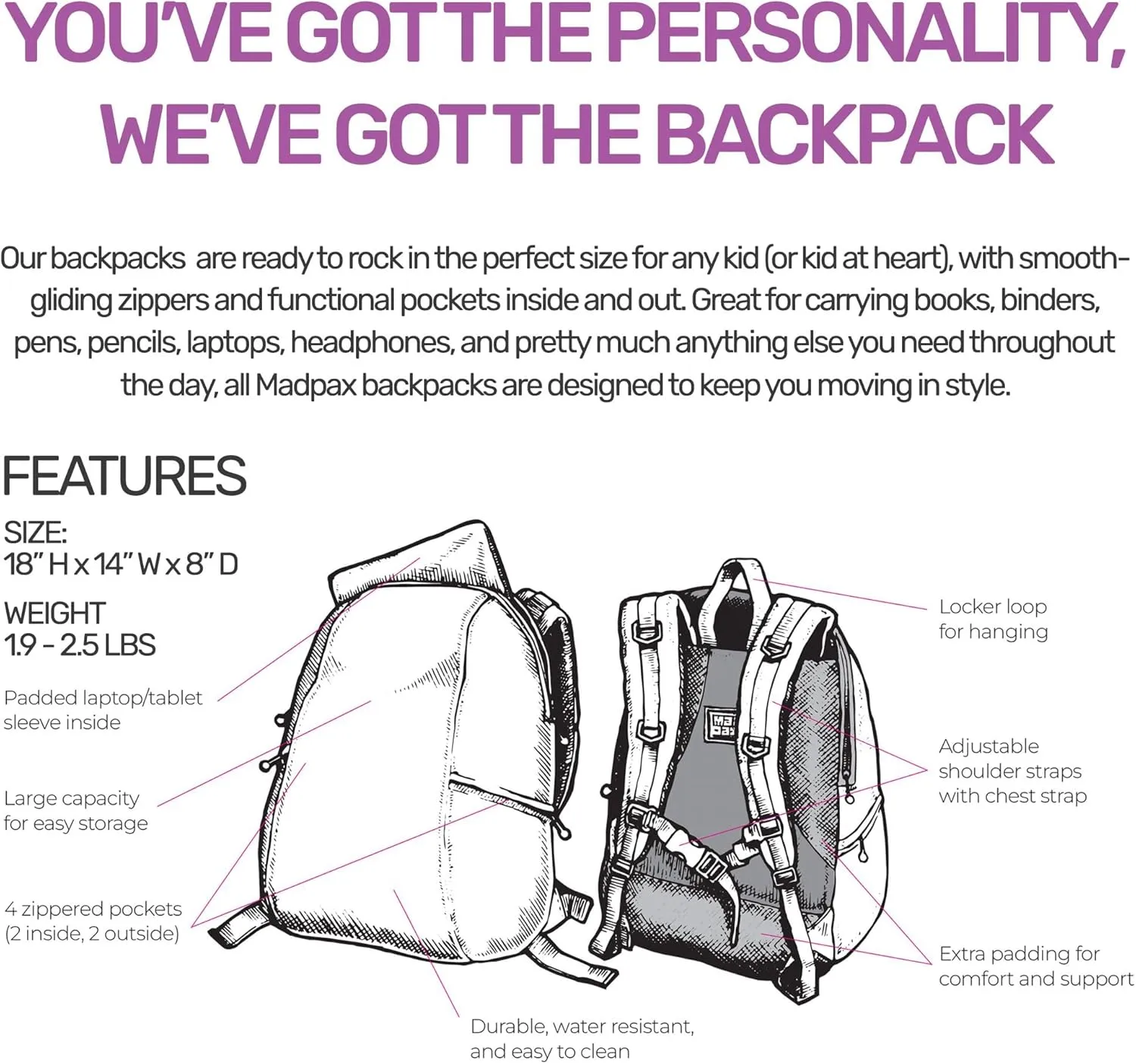 Spike Thunderchrome Silver Premium 15" Laptop Backpack for Men & Women, Durable Lightweight Stylish Carry On Unisex Fun Casual Travel Commuter Bag