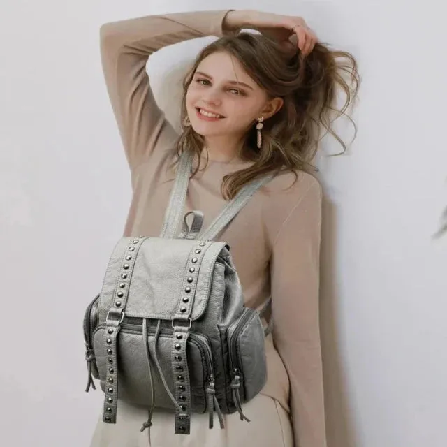 Stylish, versatile shoulder bags with rivets