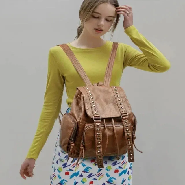 Stylish, versatile shoulder bags with rivets