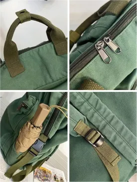 Sumleno Aesthetic Canvas Backpack for Women Men 15.6 Laptop Backpack Vintage College Backpacks Travel Rucksack Casual Daypack (Green,One Size)