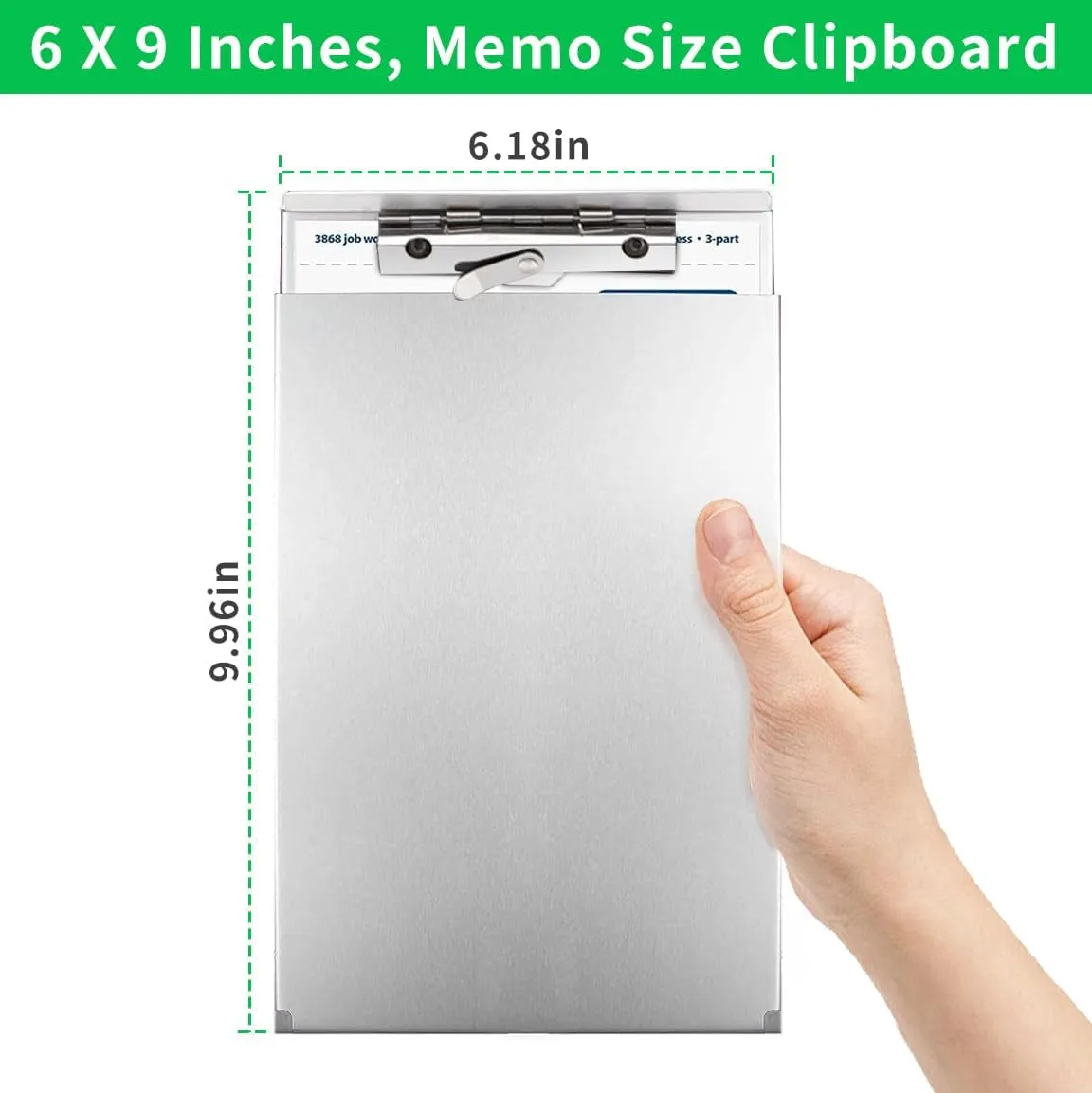 Sunnyclip Aluminum Clipboard with Storage(Memo Size), Recycled Metal Form Holder Binder Fits Paper Size up to 5.66 X 9.5 Inches, A5 Size