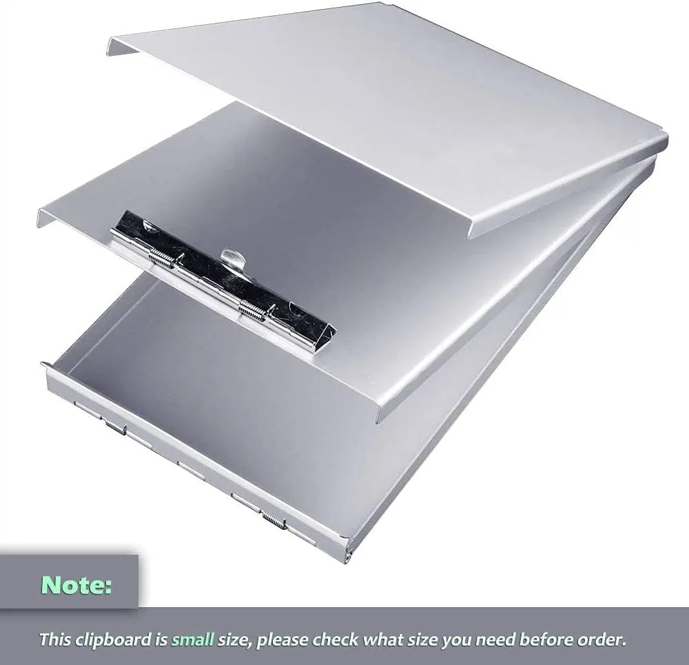 Sunnyclip Aluminum Clipboard with Storage(Memo Size), Recycled Metal Form Holder Binder Fits Paper Size up to 5.66 X 9.5 Inches, A5 Size