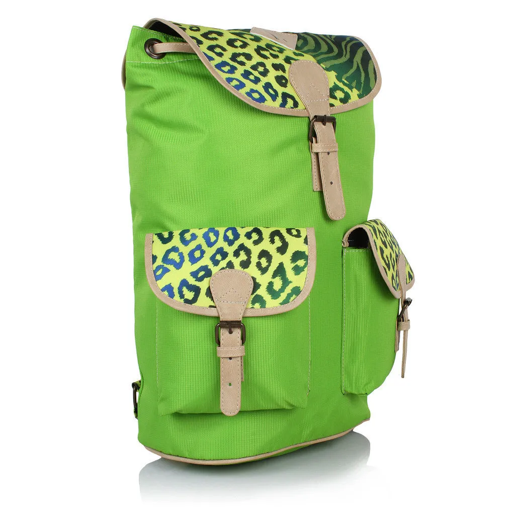 Suntop Wild 9 25 L Free Size Backpack(Green and Cheetah Zebra Print)