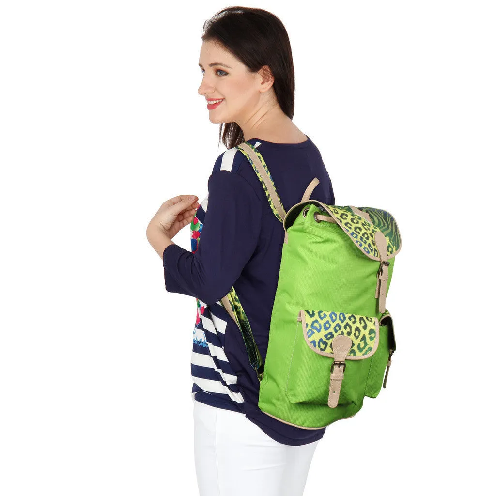 Suntop Wild 9 25 L Free Size Backpack(Green and Cheetah Zebra Print)