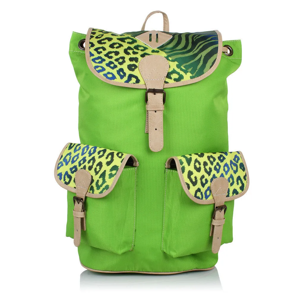 Suntop Wild 9 25 L Free Size Backpack(Green and Cheetah Zebra Print)
