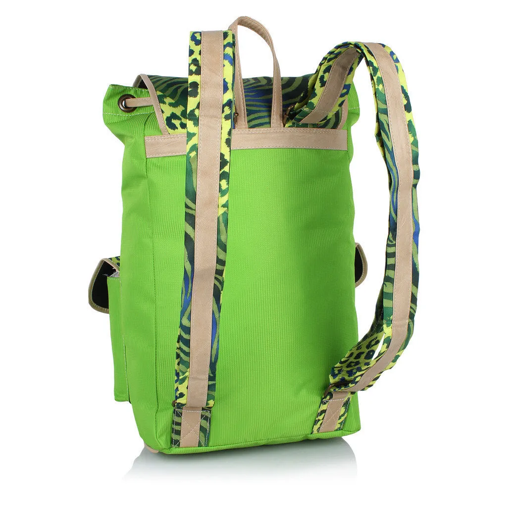 Suntop Wild 9 25 L Free Size Backpack(Green and Cheetah Zebra Print)