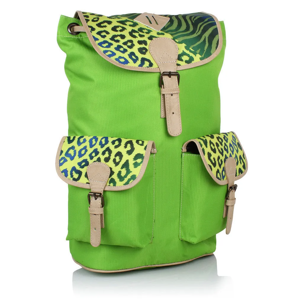 Suntop Wild 9 25 L Free Size Backpack(Green and Cheetah Zebra Print)