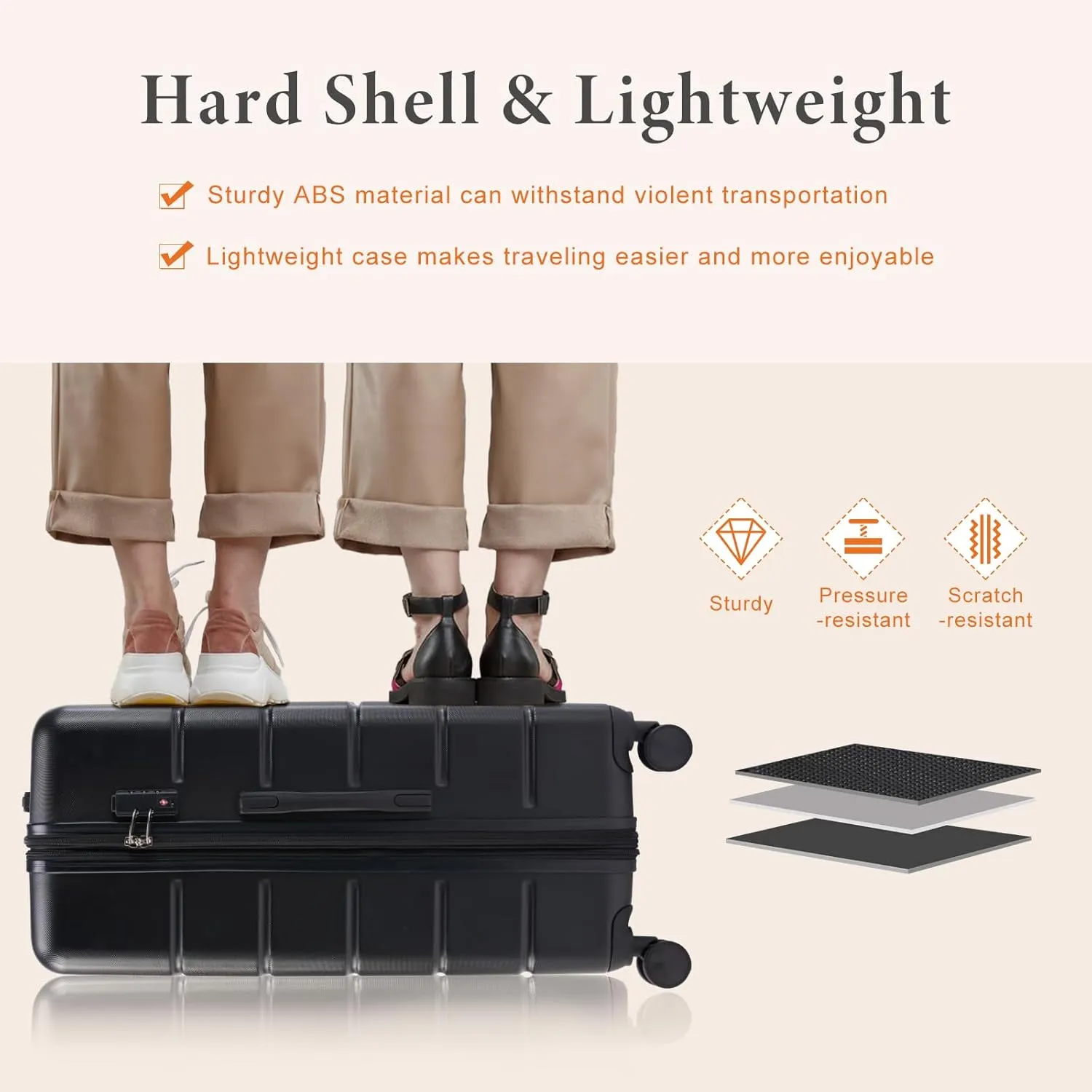 Sweetcrispy Carry on Luggage, Natural Black, 20 Inch