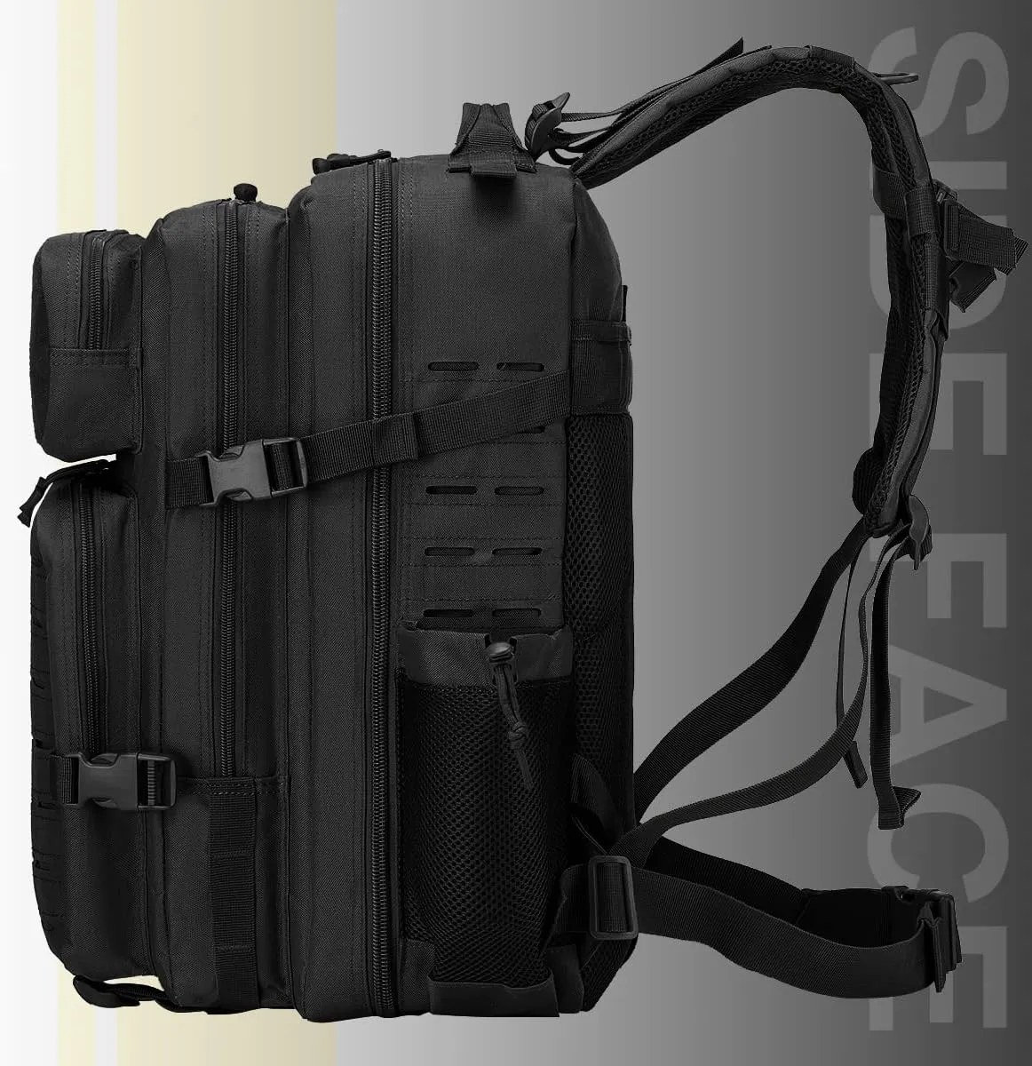 Tactical Military Backpack for Man, 45L Waterproof Army Pack Rucksack Hiking Laptop Backpack 3 Day Bug Out Bag, Includes Two Flags and Two Carabiner