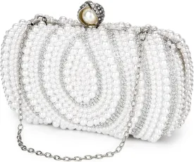 Tanpell Women's Pearl Beaded Evening Clutches Bags for Wedding Luxury Evening Purse Handbag for Party Prom