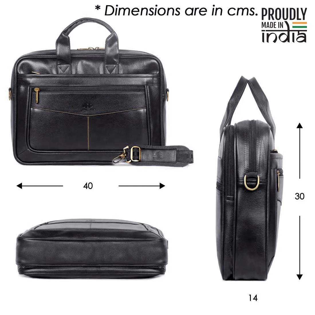 THE CLOWNFISH Faux Leather Expandable 15.6 inch Laptop Messenger Bag (Dark Brown)