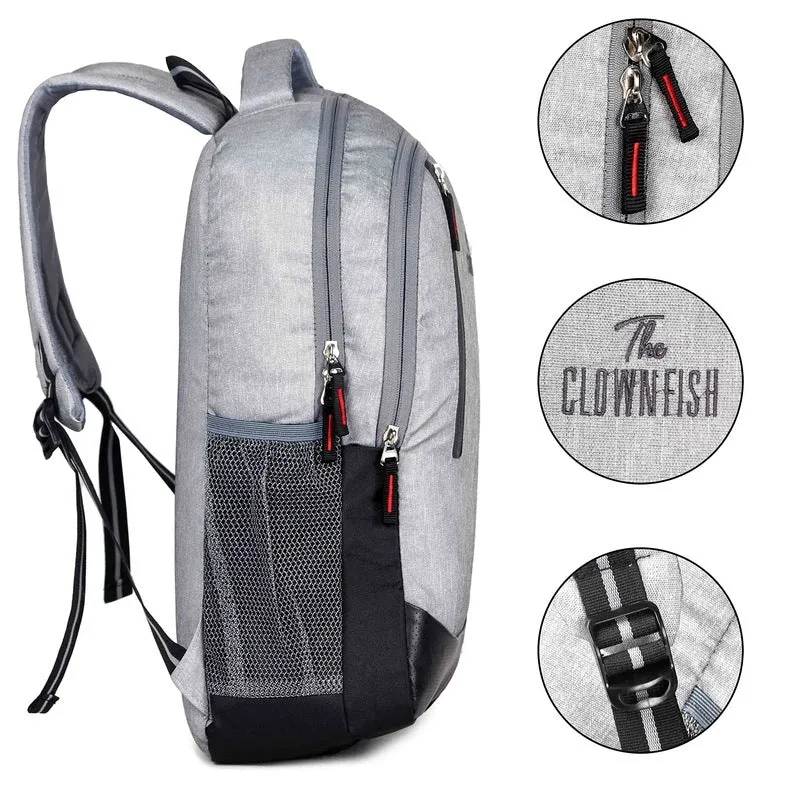 THE CLOWNFISH Kate: Laptop Backpack with Cushioned Sleeve | 17 Litres | Grey