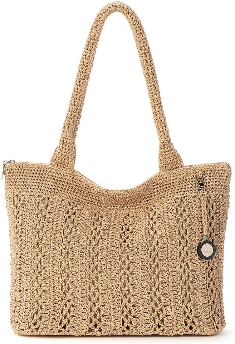 The Sak Crafted Classics Tote Bag - Hand Crochet Women's Purse For Everyday, Travel, Beach Bag - Carryall Shoulder Bag Straps