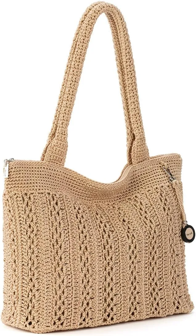 The Sak Crafted Classics Tote Bag - Hand Crochet Women's Purse For Everyday, Travel, Beach Bag - Carryall Shoulder Bag Straps