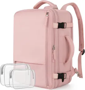 Travel Backpack for Women, Large Carry On Backpack, Waterproof, 17.3 Inch Laptop Backpack, College Bag, Pink