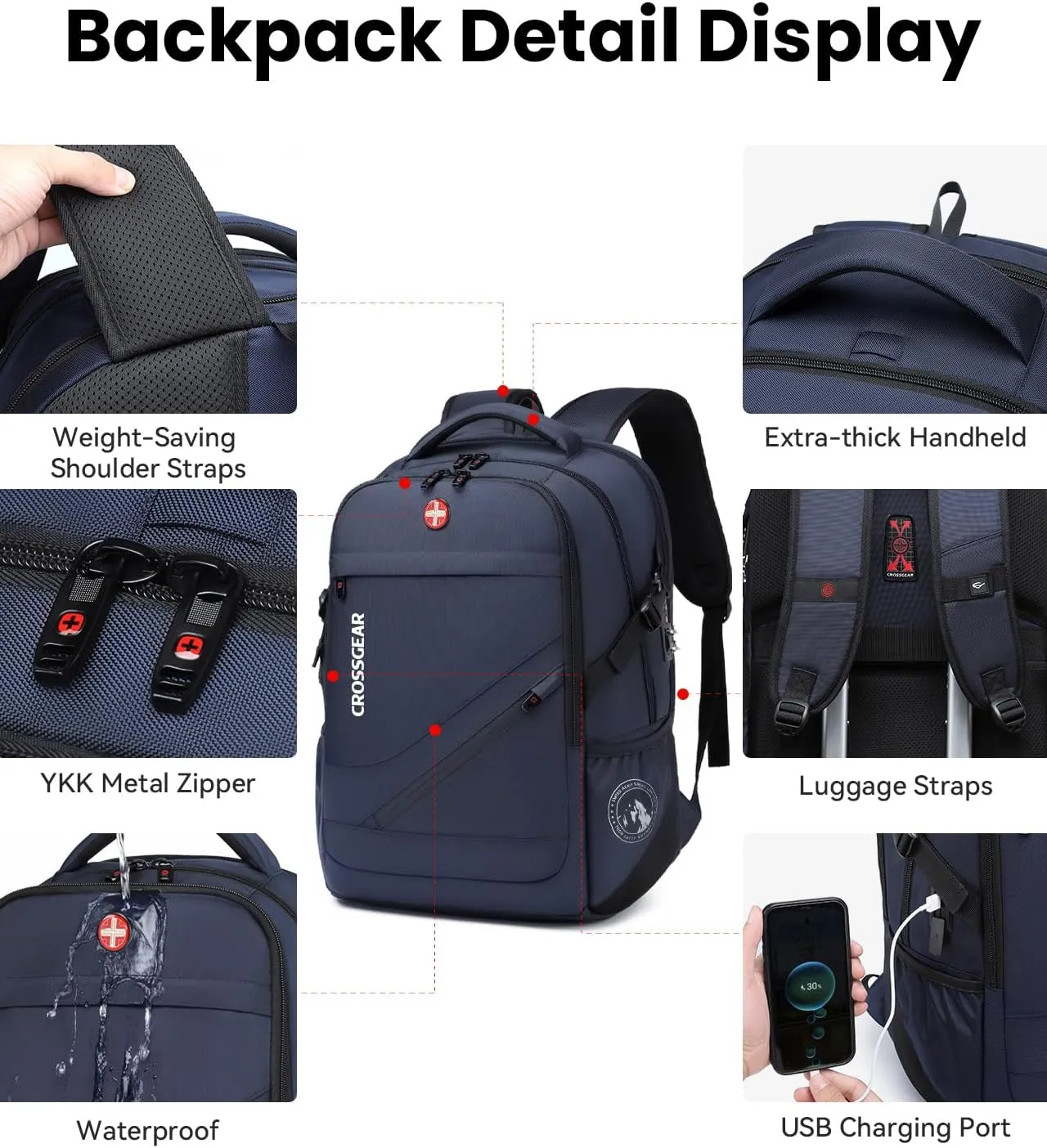 Travel Laptop Backpack for Men Women, Waterproof Anti-Theft Bookbag Airline Approved Carry on Backpacks 17 inch Casual Daypacks Large Laptop Bag with USB Best Gift for Mochilas Para Hombres