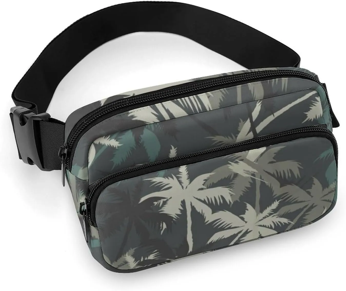 Tropical Palm Tree Fanny Pack Belt Bag with Adjustable Strap Summer Waist Packs Small Pouch Crossbody Bags for Hiking Running Cycling Traveling