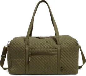 Vera Bradley Women's Cotton Large Travel Duffel Bag, Climbing Ivy Green - Recycled Cotton, One Size