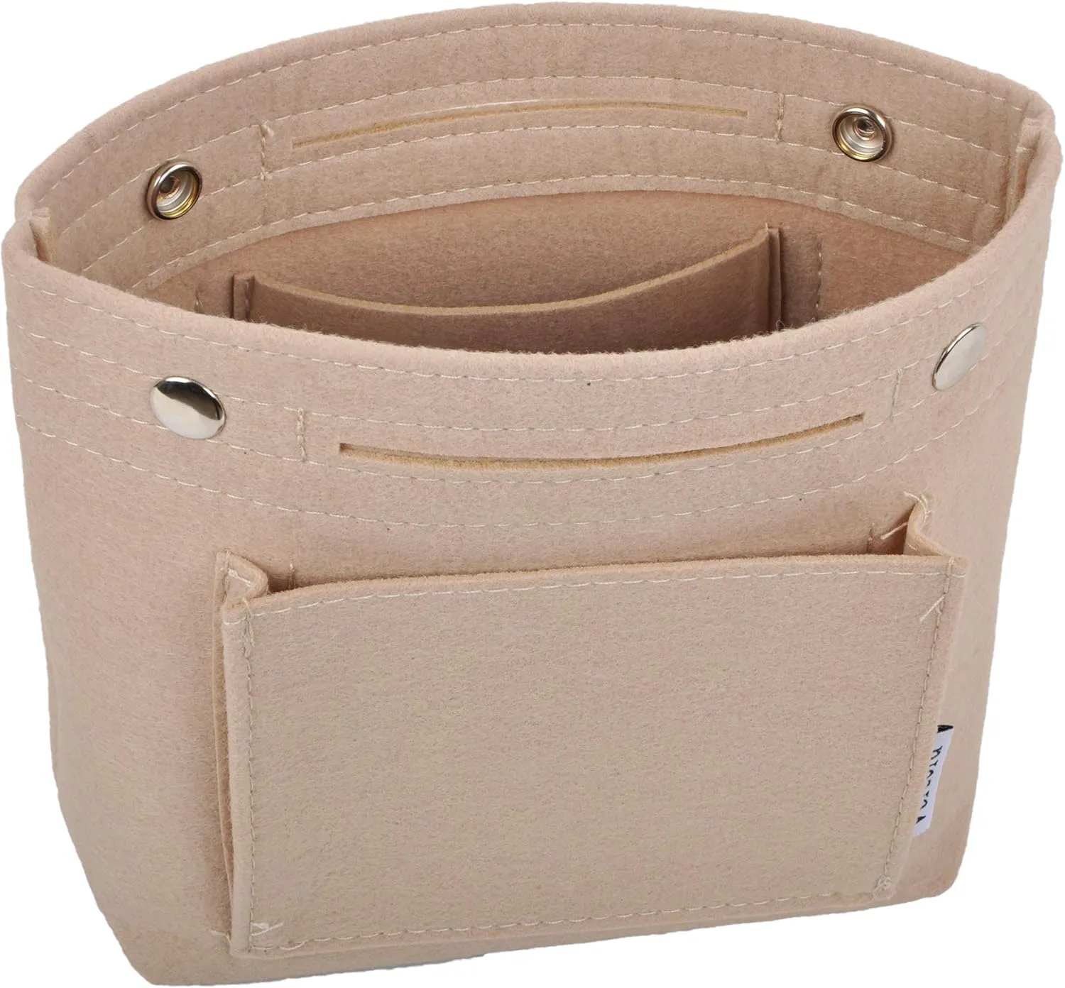 Vercord Mini Slim Small Felt Purse Organizer Insert Inside Handbag Tote Pocketbook for Women Beige
