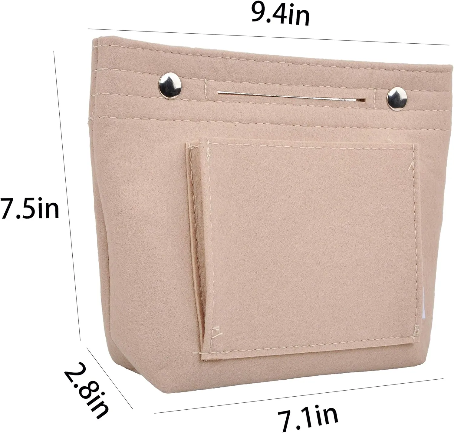 Vercord Mini Slim Small Felt Purse Organizer Insert Inside Handbag Tote Pocketbook for Women Beige