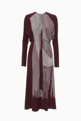 Victoria Beckham Keyhole Dolman Midi Dress - Port/ Silver
