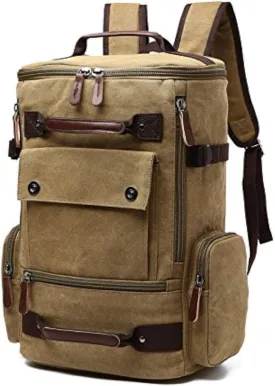 Vintage Canvas Backpack Casual Travel Rucksack 15.6inch Laptop Daypacks Hiking Camping Backpack