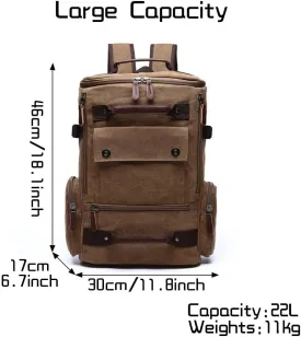 Vintage Canvas Backpack Casual Travel Rucksack 15.6inch Laptop Daypacks Hiking Camping Backpack