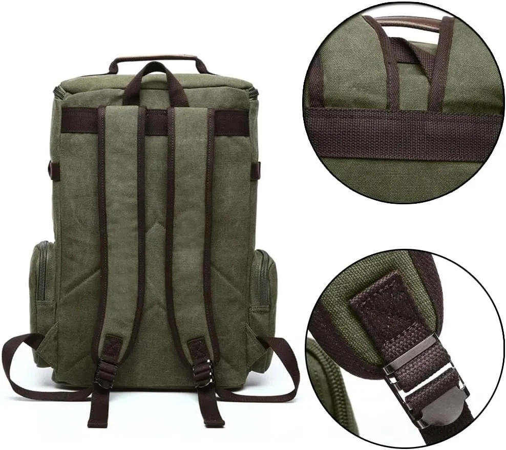 Vintage Canvas Backpack Casual Travel Rucksack 15.6inch Laptop Daypacks Hiking Camping Backpack