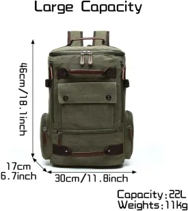 Vintage Canvas Backpack Casual Travel Rucksack 15.6inch Laptop Daypacks Hiking Camping Backpack