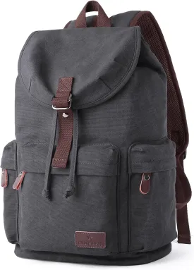 Vintage Canvas Backpack for Men 23L Travel Backpacks with 16 Inch Laptop Compartment Rucksack Shoulders Pack for College, Work, Business, Daily (Navy, 23L)