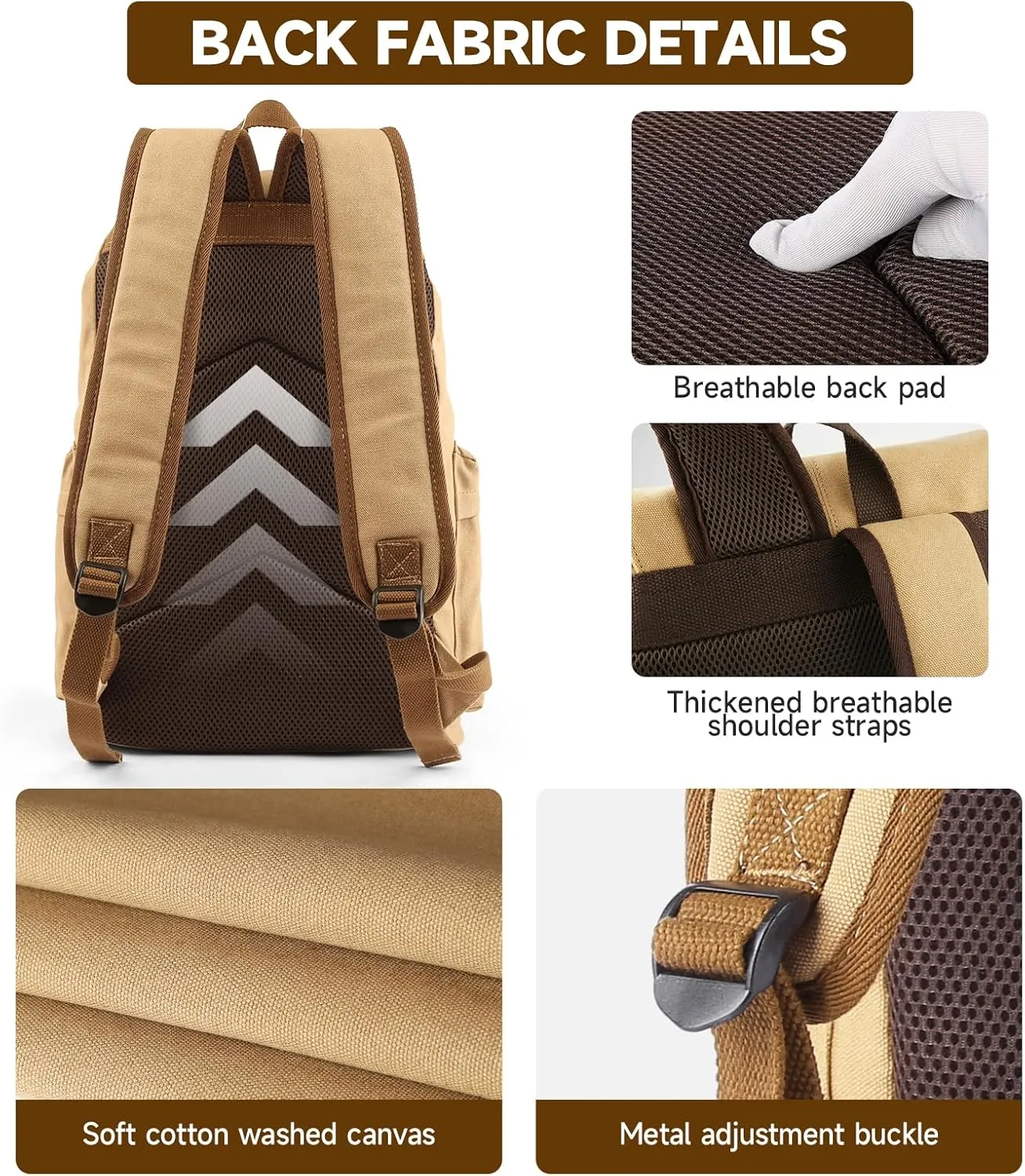 Vintage Canvas Backpack for Men 30L Durable Travel Backpack with 17.3 Inch Laptop Compartment Drawstring and Magnetic Closure Mens Daypack Backpacks for College, Hiking, Commute, BusinessBrown, 30L