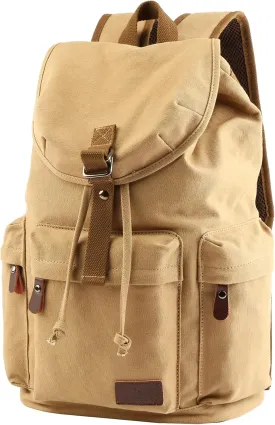Vintage Canvas Backpack for Men 30L Durable Travel Backpack with 17.3 Inch Laptop Compartment Drawstring and Magnetic Closure Mens Daypack Backpacks for College, Hiking, Commute, BusinessBrown, 30L