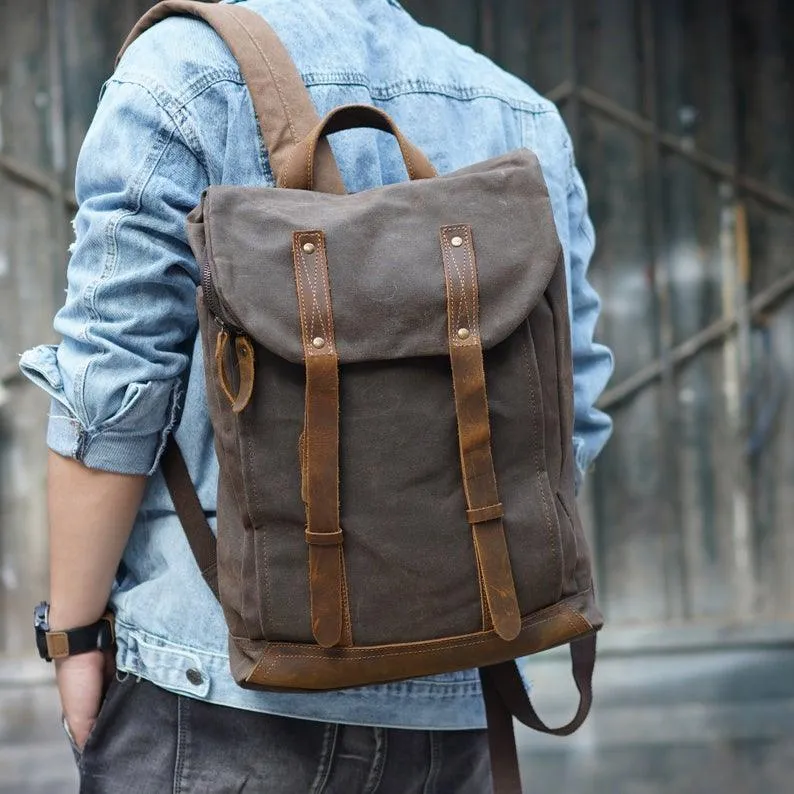 Vintage Canvas Backpacks Laptop for Mens