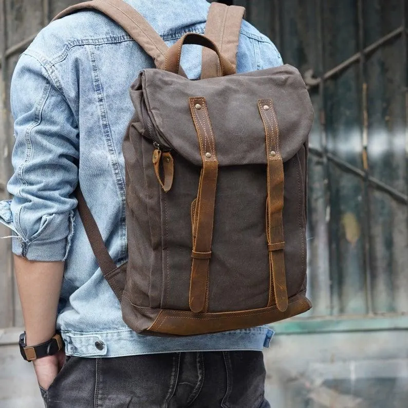 Vintage Canvas Backpacks Laptop for Mens