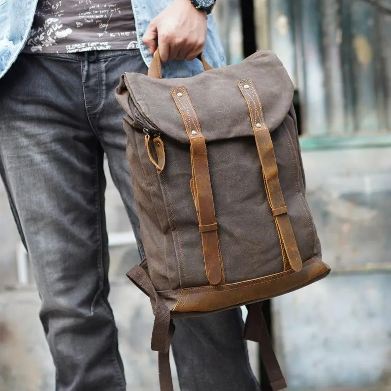 Vintage Canvas Backpacks Laptop for Mens