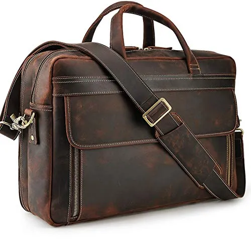 Vintage Genuine Leather Briefcase for Men - Laptop Computer Case