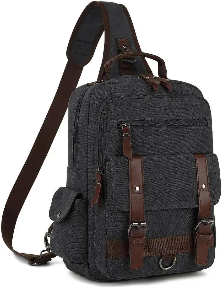Vintage Messenger Bag, Canvas Backpack for Travel, Men's Shoulder Bag, Dual-use Bag for Hand Carry and Crossbody Carry