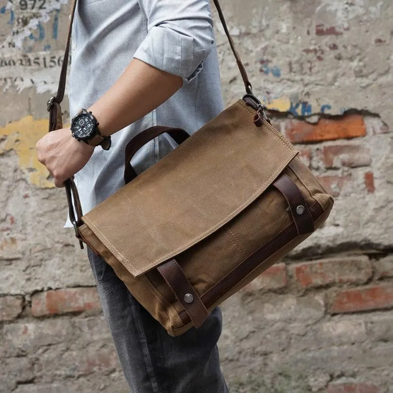 Vintage Messenger Bag Canvas Crossbody for Men