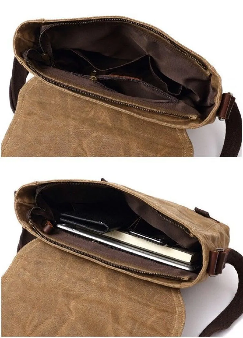Vintage Messenger Bag Canvas Crossbody for Men