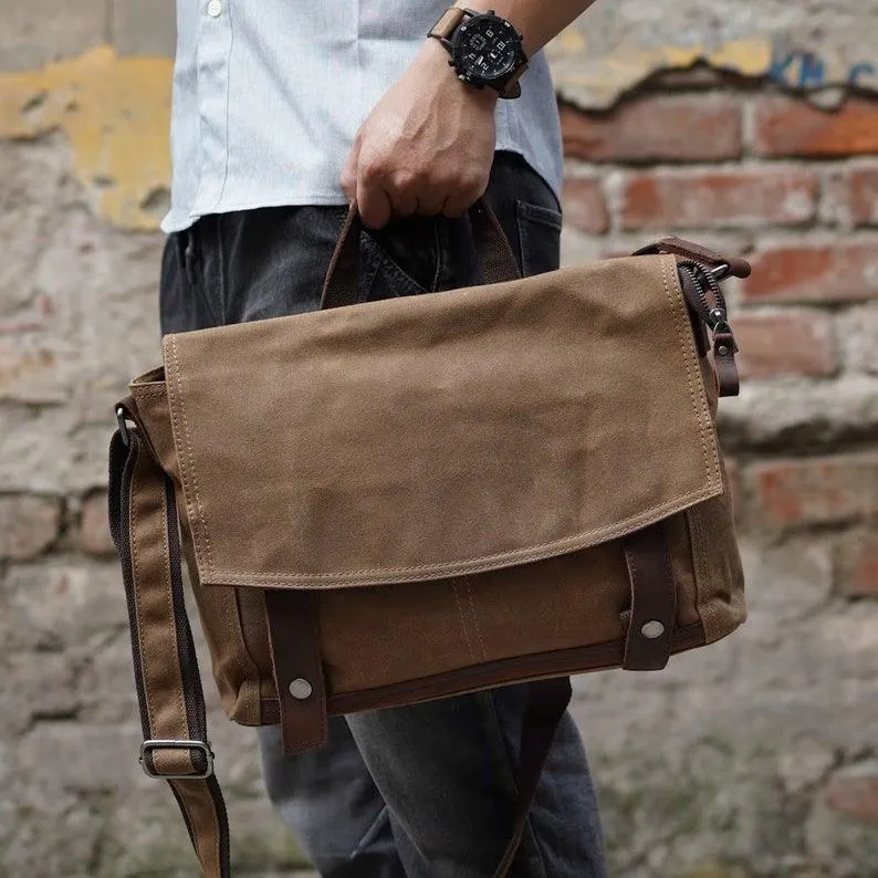 Vintage Messenger Bag Canvas Crossbody for Men