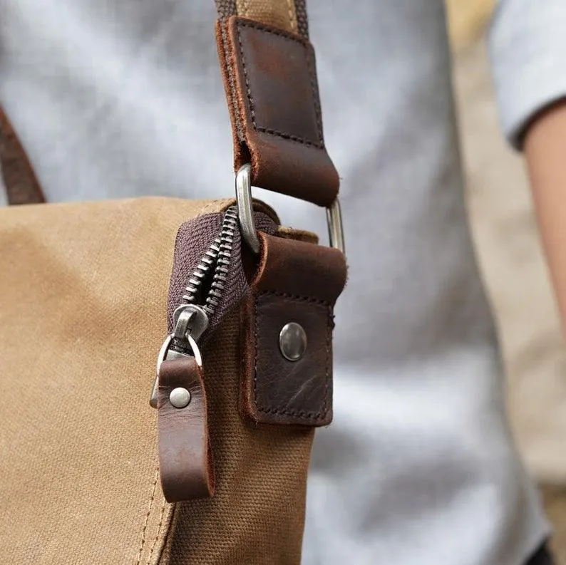 Vintage Messenger Bag Canvas Crossbody for Men