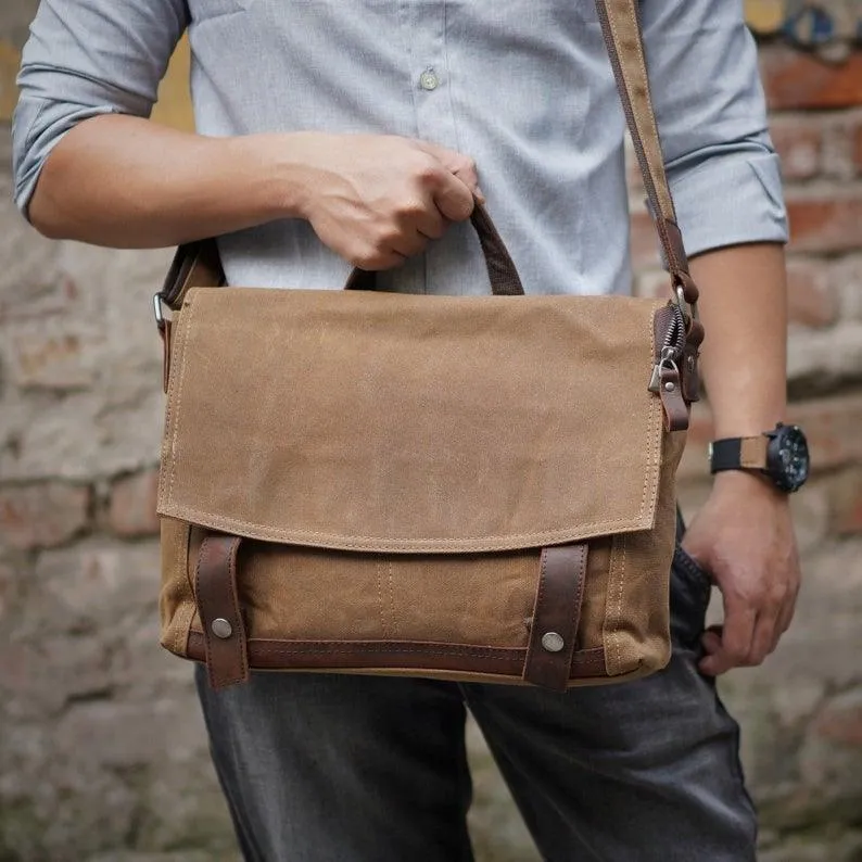 Vintage Messenger Bag Canvas Crossbody for Men