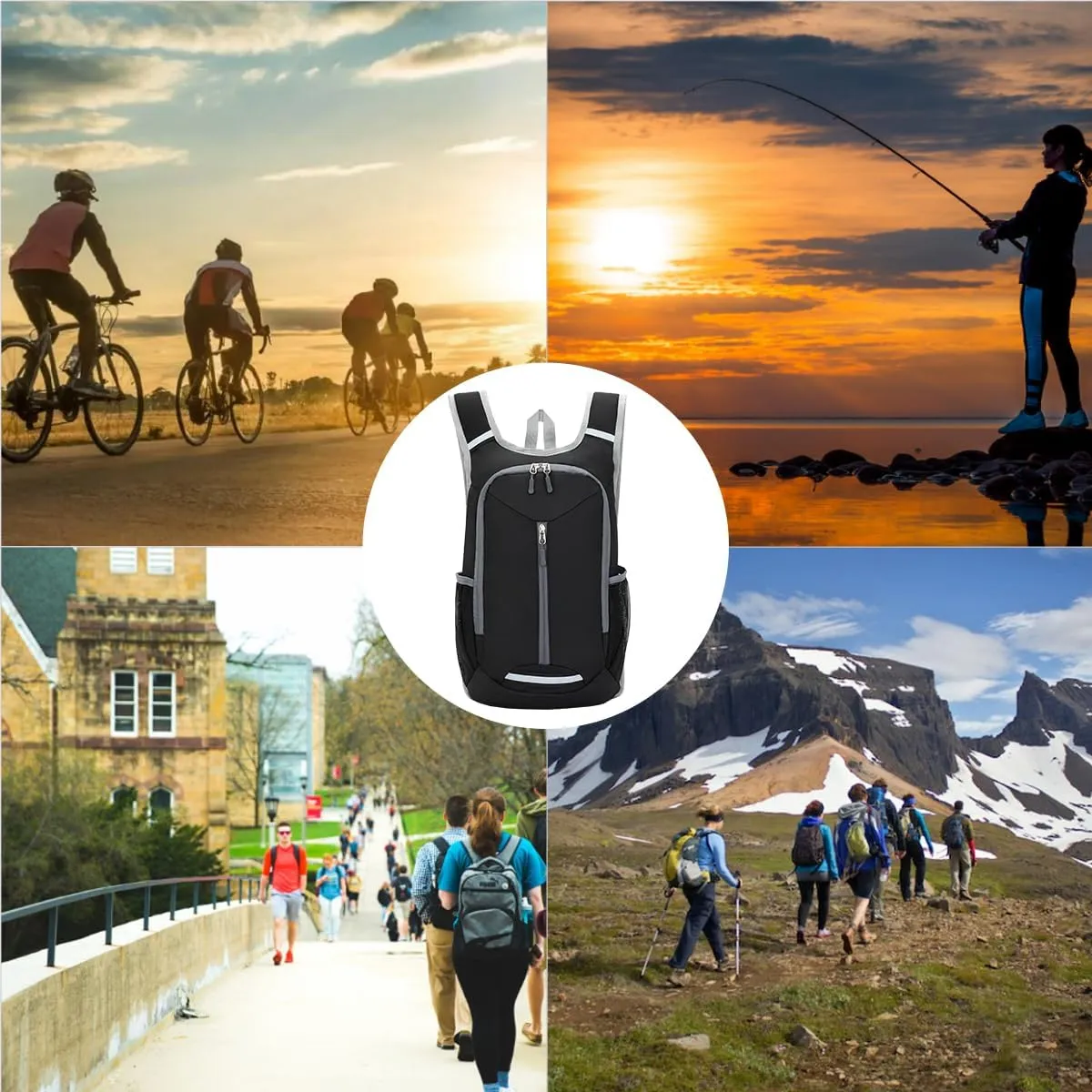WEREWOLVES 15L Small Hiking Backpack, Travel Lightweight Foldable Packable Casual Outdoor Daypack