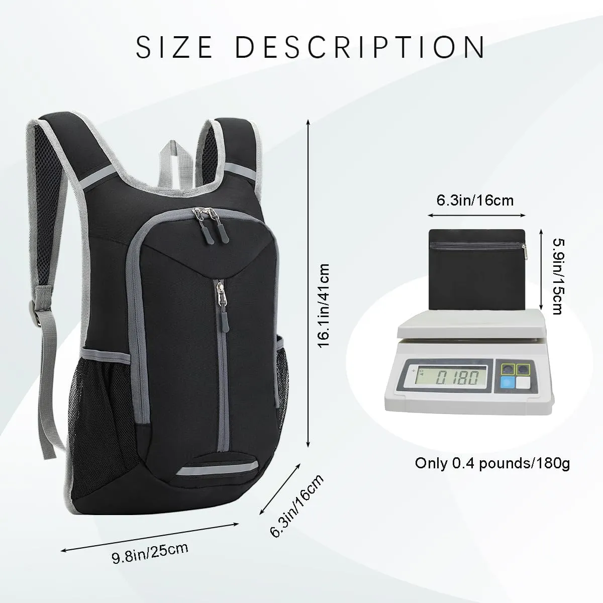 WEREWOLVES 15L Small Hiking Backpack, Travel Lightweight Foldable Packable Casual Outdoor Daypack