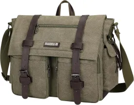 WITZMAN Vintage Canvas Messenger Bag for Men and Women Large Satchel Bags Crossbody Shoulder with 17 inch Laptop