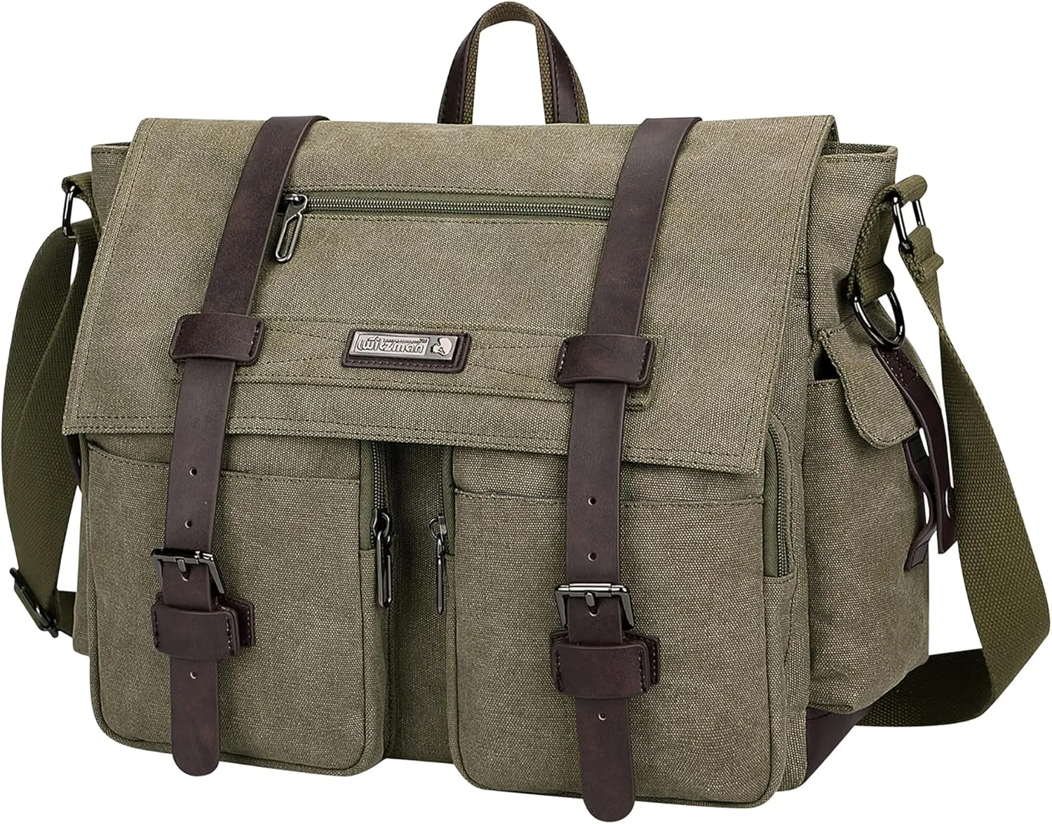 WITZMAN Vintage Canvas Messenger Bag for Men and Women Large Satchel Bags Crossbody Shoulder with 17 inch Laptop