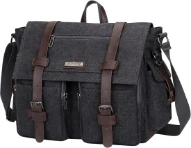 WITZMAN Vintage Canvas Messenger Bag for Men and Women Large Satchel Bags Crossbody Shoulder with 17 inch Laptop