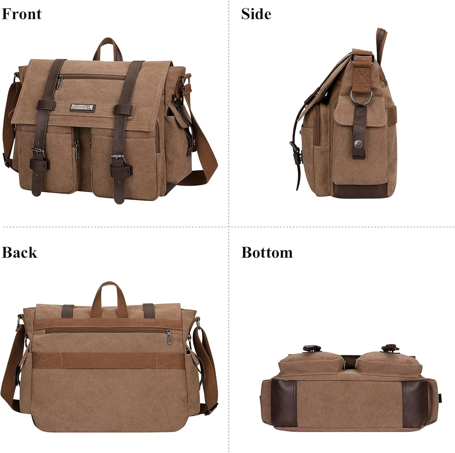 WITZMAN Vintage Canvas Messenger Bag for Men and Women Large Satchel Bags Crossbody Shoulder with 17 inch Laptop