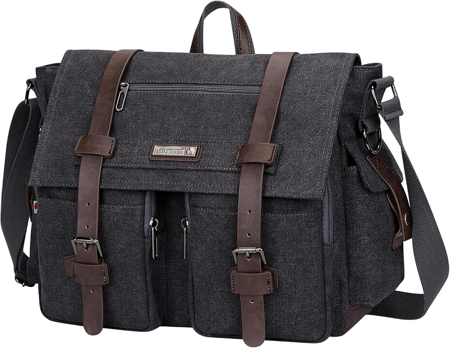 WITZMAN Vintage Canvas Messenger Bag for Men and Women Large Satchel Bags Crossbody Shoulder with 17 inch Laptop