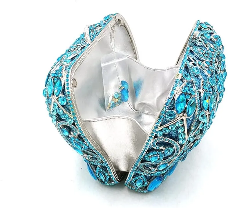 Women Luxury Crown Shaped Crystal Evening Clutch Elegant Rhinestones Party Handbag and Purse